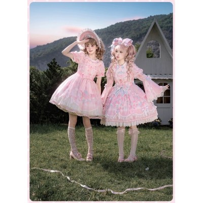 Mademoiselle Pearl Sanrio My Melody Rose Themed Apron Top Skirt Set JSKs and OPs(Reservation/Full Payment Without Shipping)